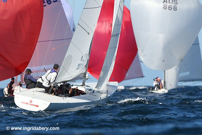 On water action with Iron Lotus - Etchells World Championship 2012 © Ingrid Abery http://www.ingridabery.com